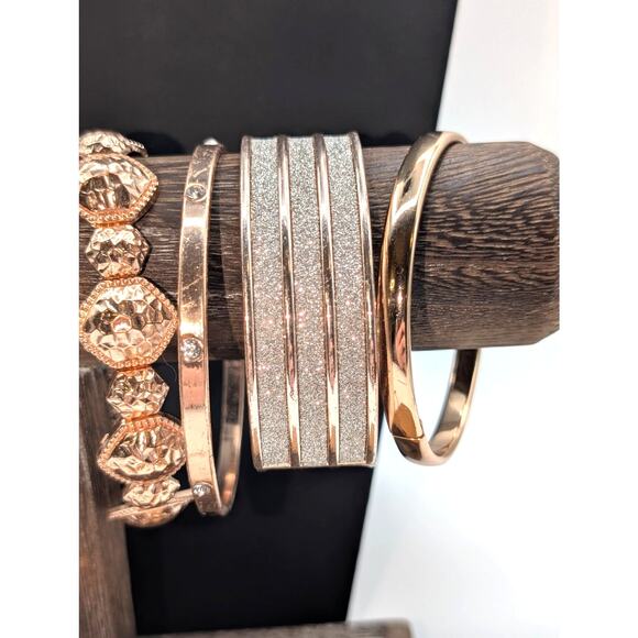 Rose Tone Jewelry Lot of Three Necklaces and Eleven Bracelets - Picture 4 of 7